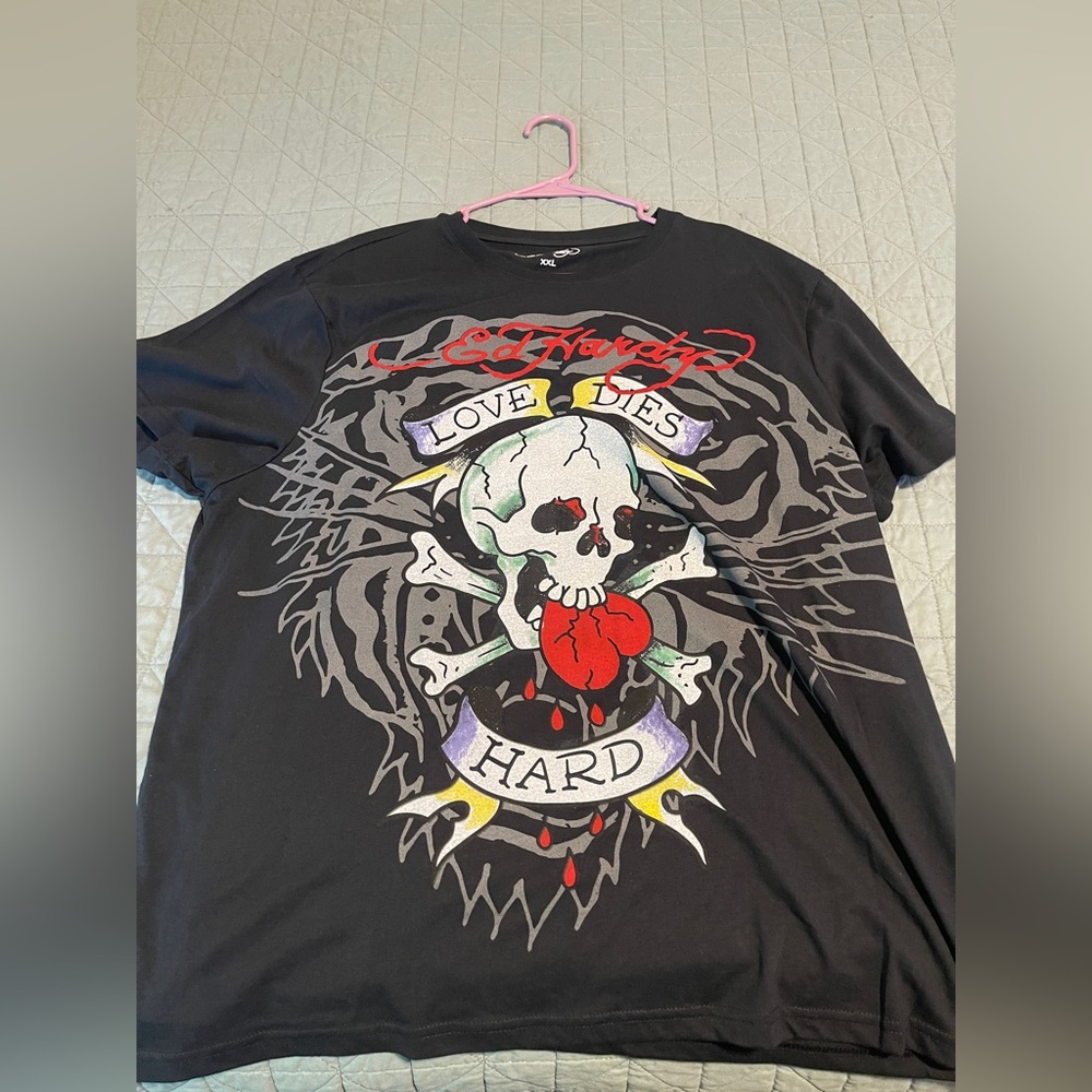 Ed Hardy Black and Red Short Sleeve Tees with Bold Graphics